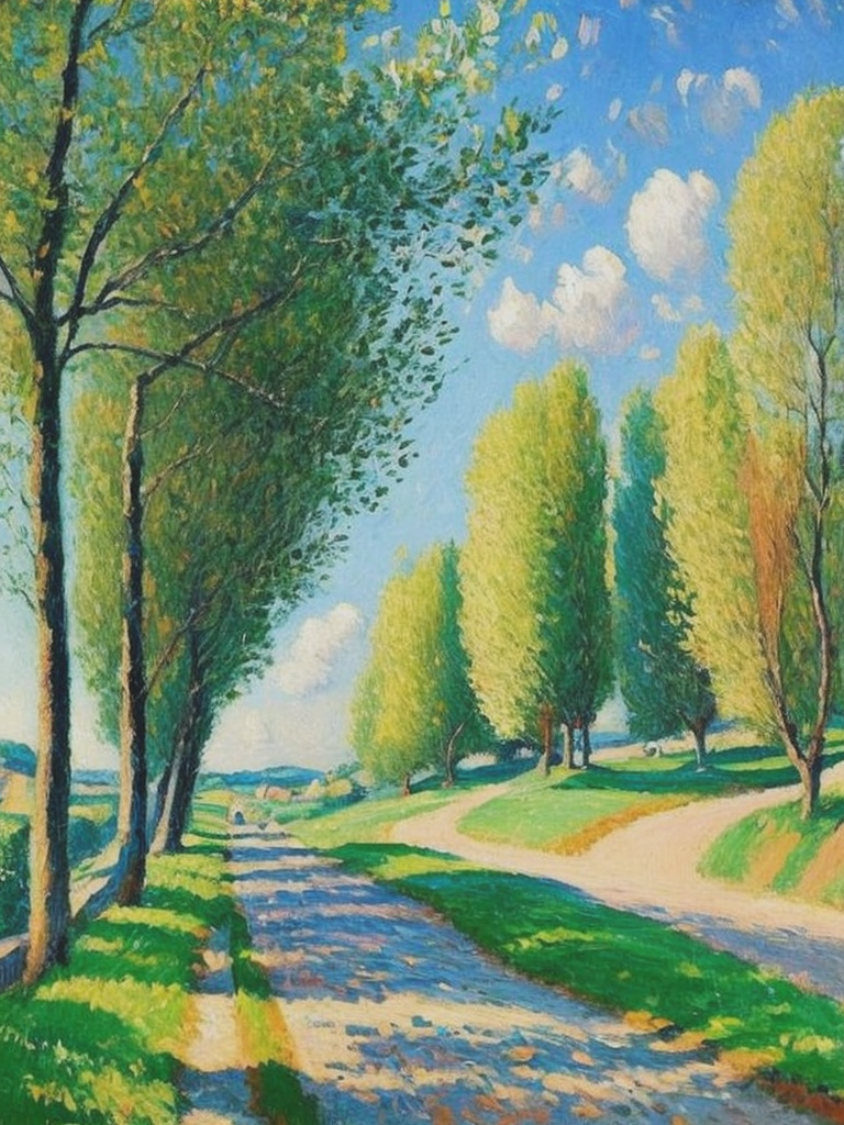 04063-2607565714-Camille Pissarro,Abstract painting of mint blue,road,soft,sunny and gentle,.png